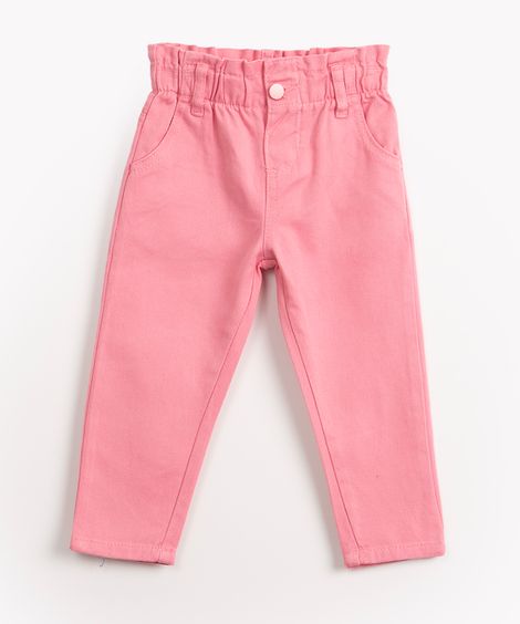 calça clochard infantil de sarja com bolsos rosa