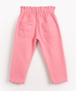 calça clochard infantil de sarja com bolsos rosa