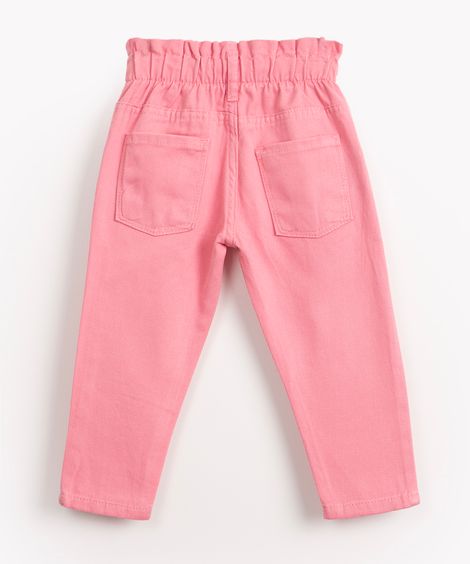 calça clochard infantil de sarja com bolsos rosa