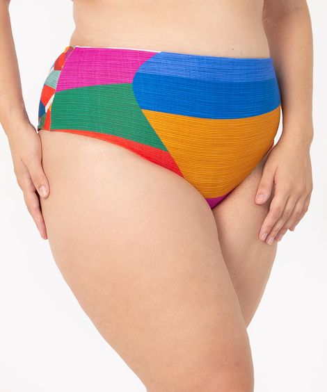 biquíni plus size calcinha tanga hot pant prisma com proteção uv50 multicor