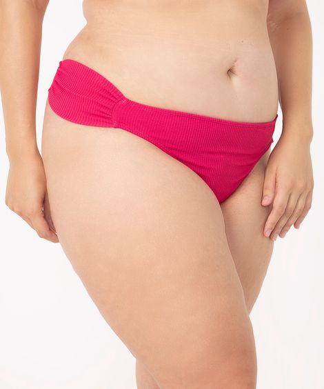 biquíni calcinha texturizada com franzido e proteção uv50 rosa