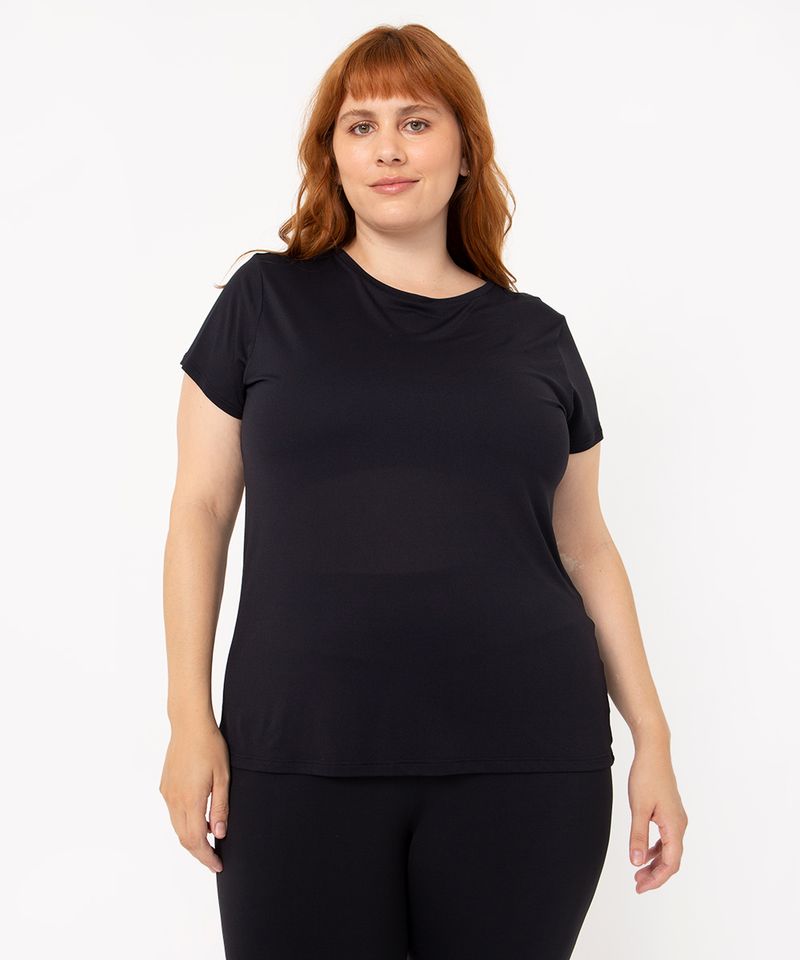 T-shirt Plus Size em Malha com Estampa Yoga