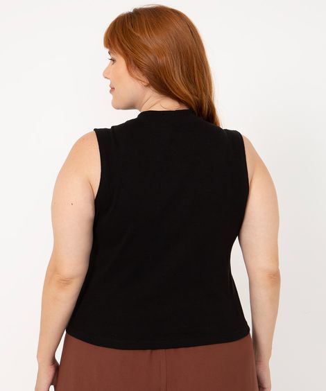 regata plus size gola alta preto