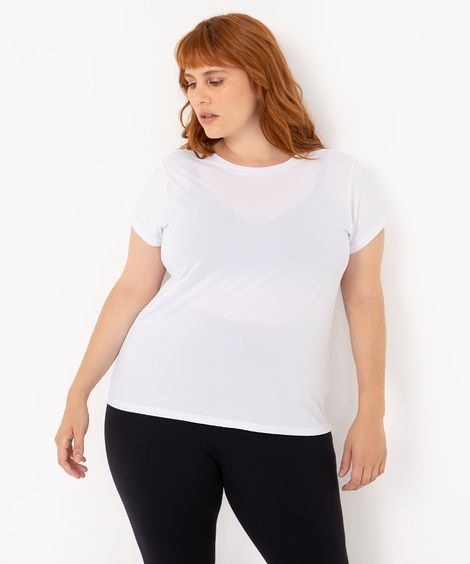 blusa plus size de poliamida branco