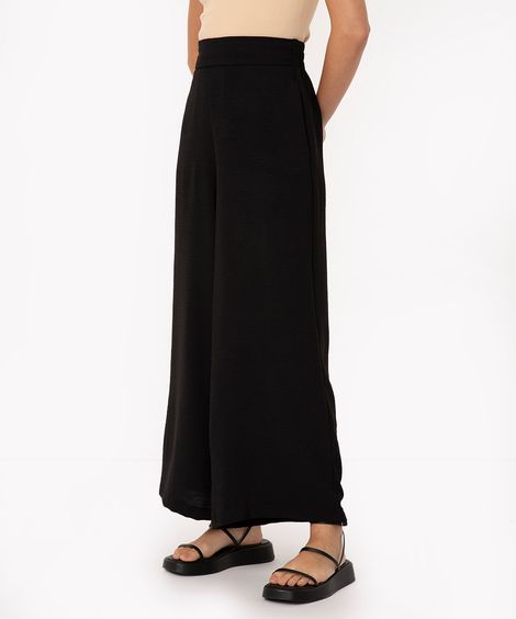 calça wide leg cintura super alta com bolso preta