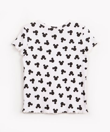 blusa infantil de malha Mickey manga curta off White