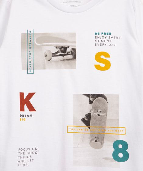 camiseta infantil de malha skate manga longa off White