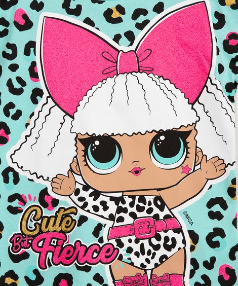 blusa infantil de malha Lol diva manga curta verde claro