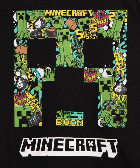 regata de malha infantil minecraft preta
