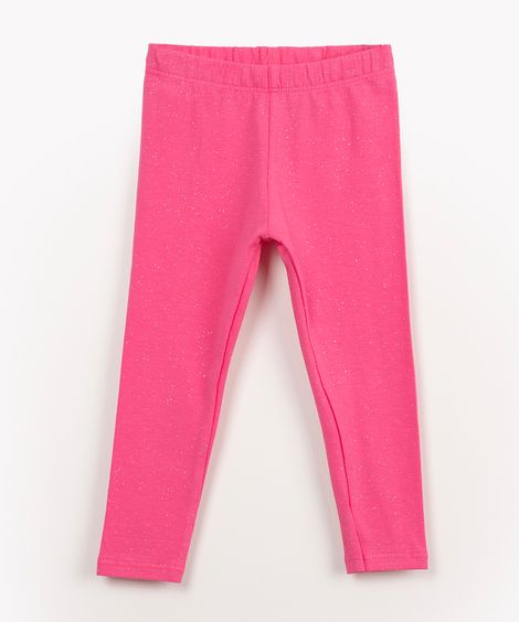 calça legging infantil com brilho rosa