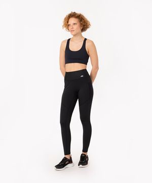 calça legging cintura alta recorte tela esportiva ace preta