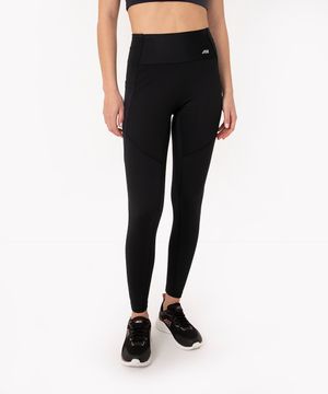 calça legging cintura alta recorte tela esportiva ace preta