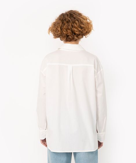 camisa oversized de algodão manga longa off White