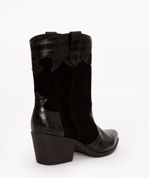 bota western cano curto salto baixo com recorte oneself preto