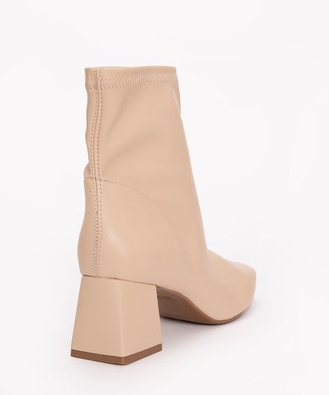 bota cano curto salto bloco médio verniz oneself bege