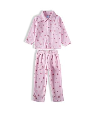 Pijama Longo Infantil Soft Estrelinhas Rosa Tip Top