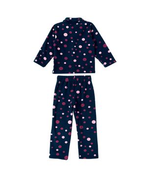 Pijama Longo Infantil Soft Bolinhas Marinho Tip Top