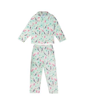 Pijama Longo Infantil Soft Bichos Divertidos  Verde Água Tip Top