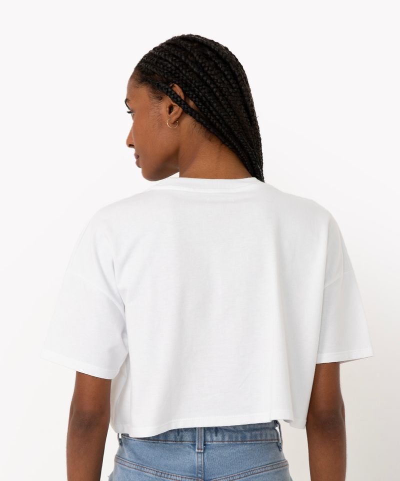 camiseta cropped baby look manga curta wellness off white - C&A