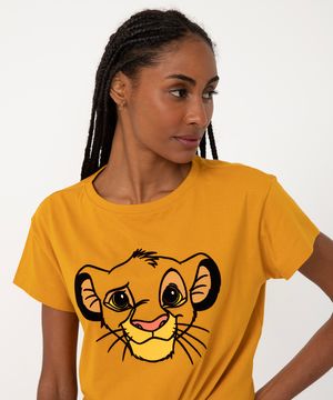 camiseta de malha Simba com nó manga curta amarelo escuro