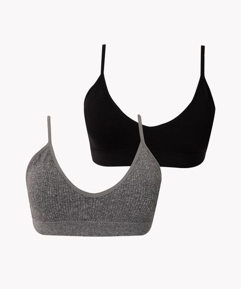 kit de 2 sutiãs com bojo removível multicor