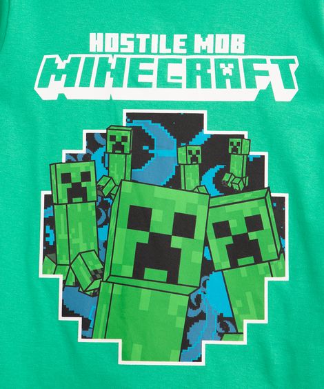 camiseta infantil de malha minecraft manga curta verde