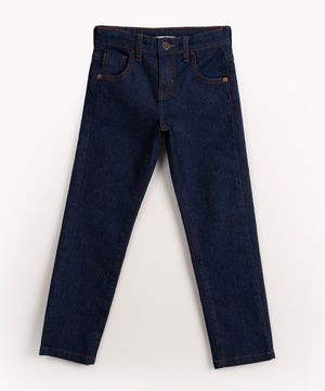 calça jeans infantil slim com bolso azul escuro