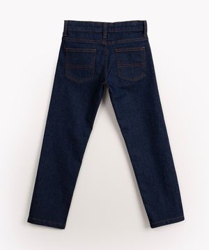 calça jeans infantil slim com bolso azul escuro
