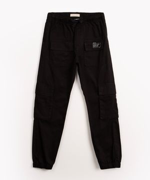 calça de sarja juvenil cargo jogger grafite