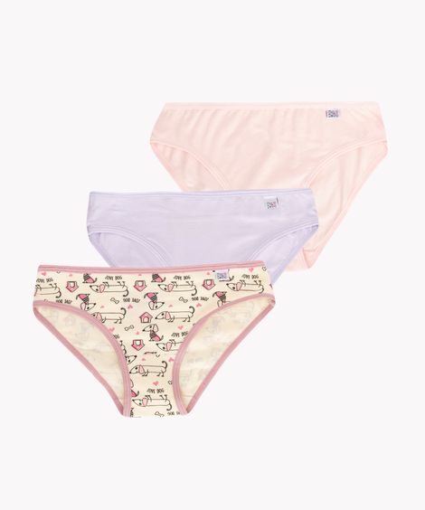 kit de 3 calcinhas infantil miss delírio multicor