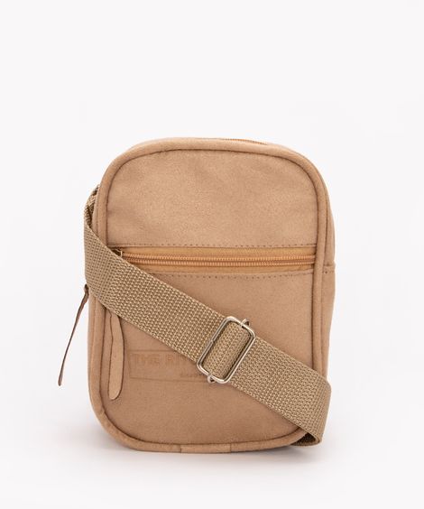 bolsa mini bag transversal com bolso bege