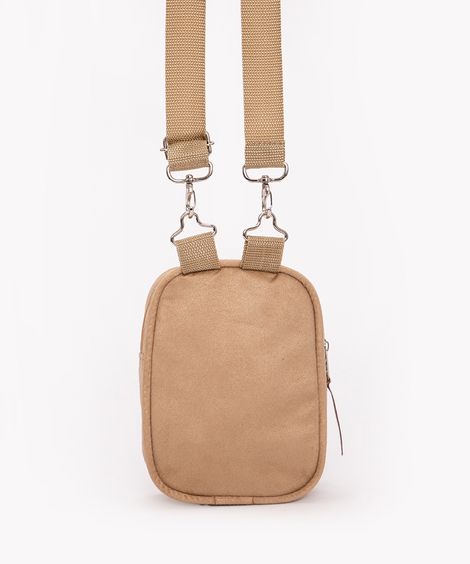 bolsa mini bag transversal com bolso bege