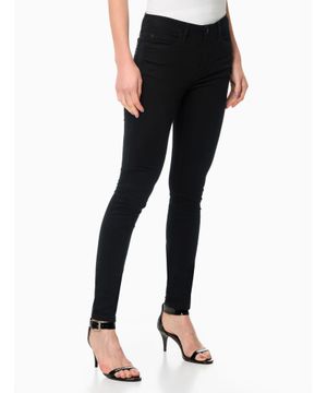 Calça Feminina Color de Sarja Infinite Black Super Skinny Cintura Média Calvin Klein Jeans Preto