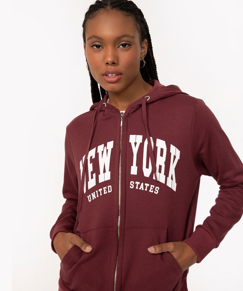 blusa de moletom new york vinho - C&A