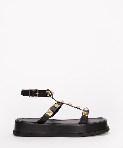 rasteirinha flatform com tachas oneself preta