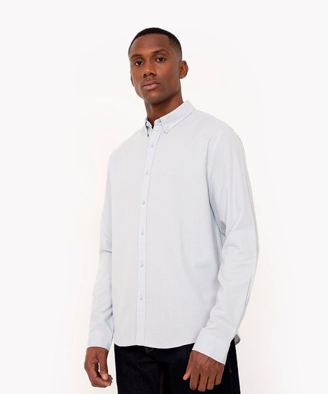 camisa comfort oxford manga longa - azul claro