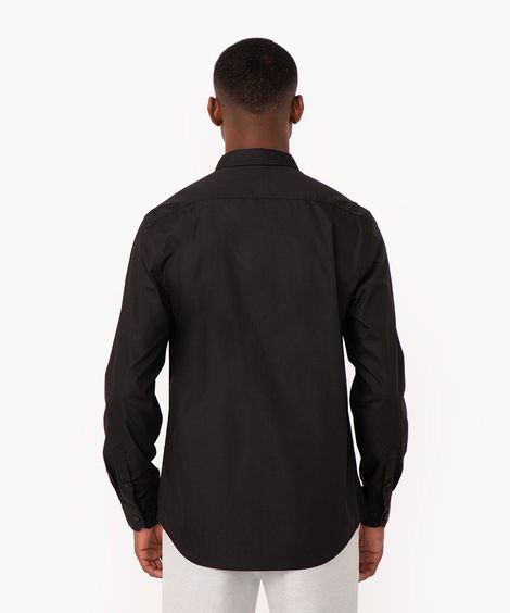 camisa manga longa com bolso preto