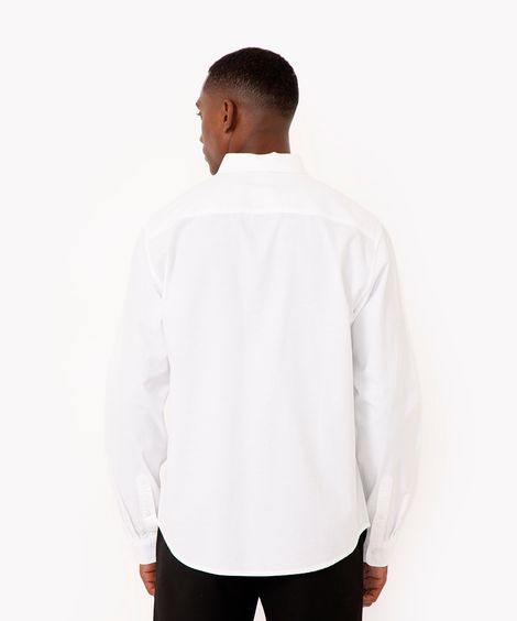 camisa comfort oxford manga longa - branco