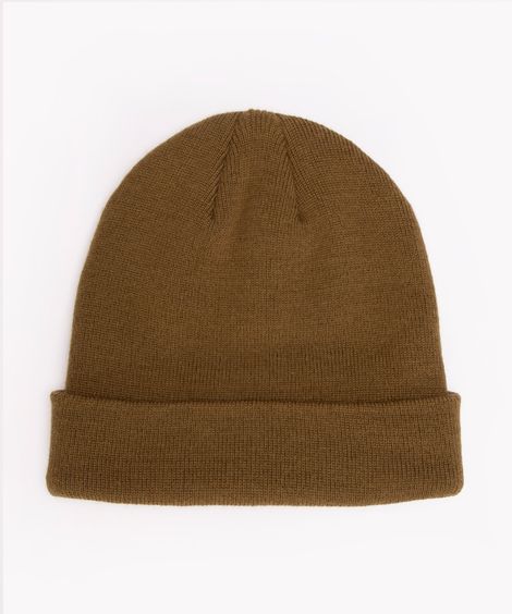 gorro de tricô com dobra verde escuro
