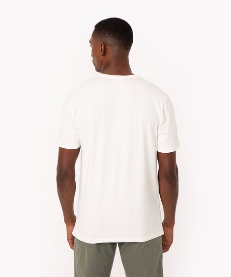 Camiseta Masculina Slim "Rules" Metalizada Manga Curta Gola V Branca