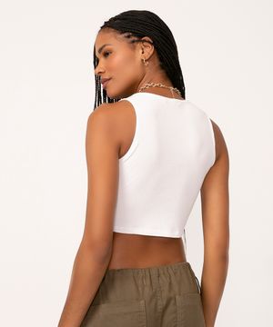 cropped de viscose básico off white