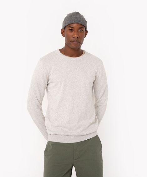 suéter de tricô manga longa off white
