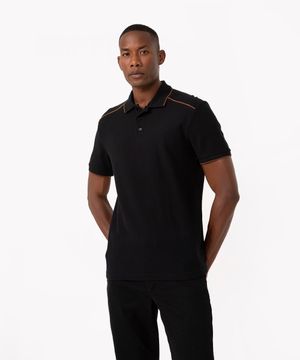 polo comfort com nervuras bicolor preta