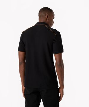 polo comfort com nervuras bicolor preta