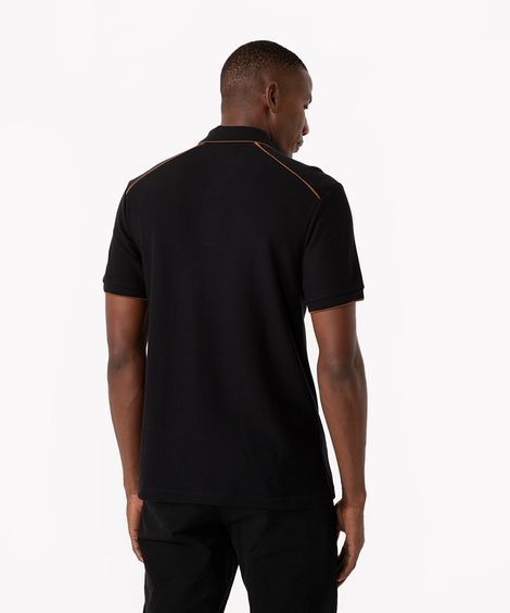 polo comfort com nervuras bicolor preta