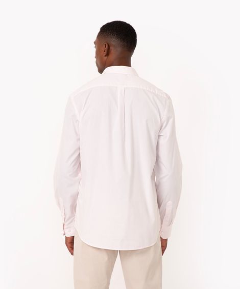 camisa de algodão com bolso manga longa branca
