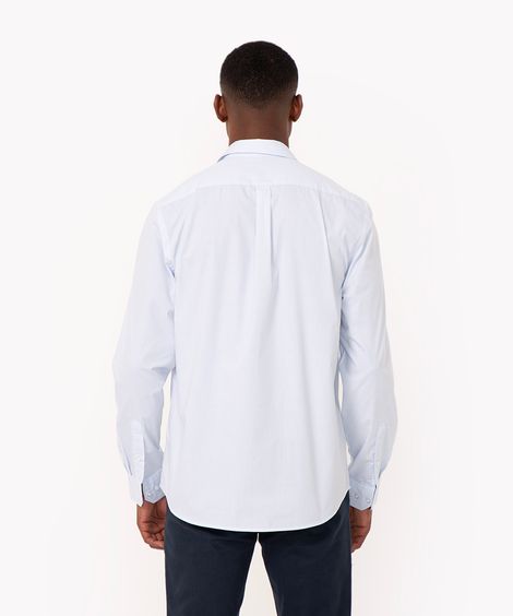 camisa de algodão com bolso manga longa azul claro