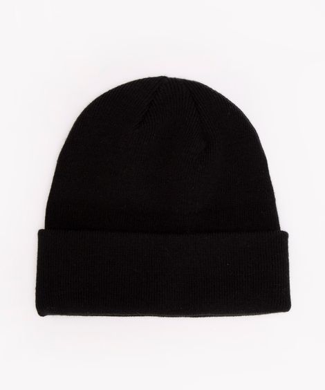 gorro de tricô com dobra preto