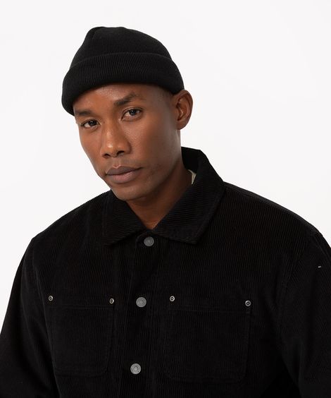 gorro de tricô com dobra preto