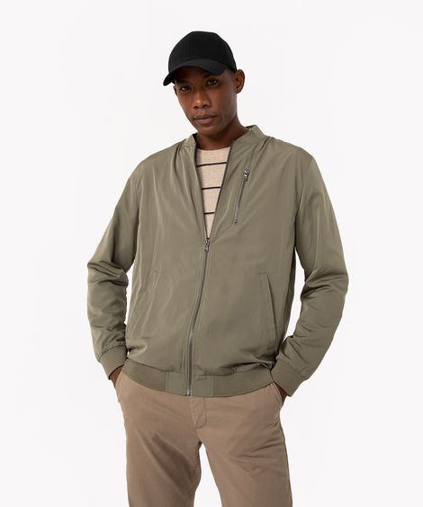 jaqueta bomber com bolsos verde militar